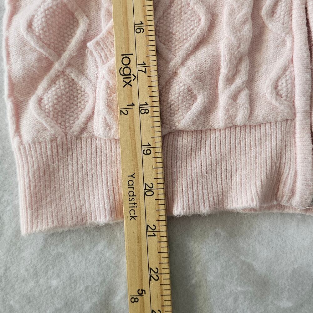 Wicked Brand Girls Hooded Sweater, Pink Cable Knit, Full Zip, Size L - Picture 10 of 10